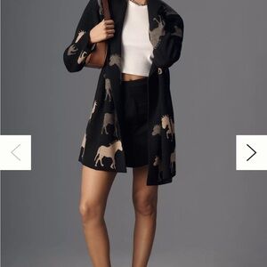 Anthropologie Maeve Oversized Open-Front Horse Pattern Cardigan Sweater